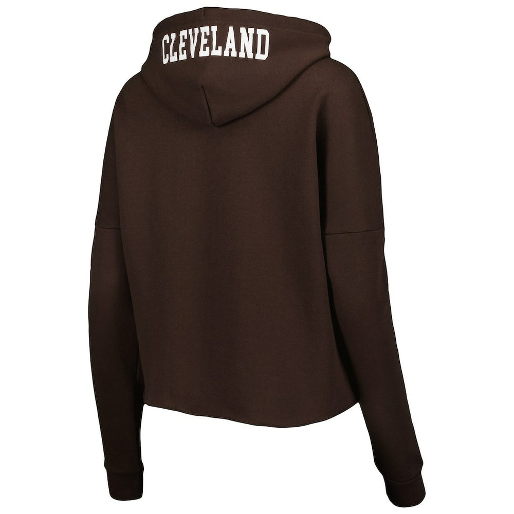 Cleveland Browns New Era Women's Foil Sleeve Pullover Hoodie Brown