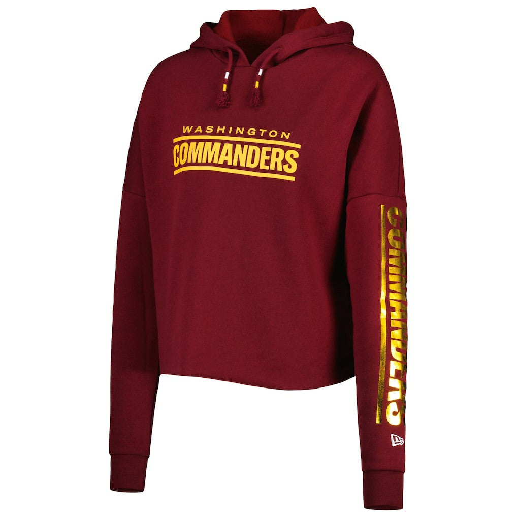 Washington Commanders New Era Women's Foil Sleeve Pullover Hoodie Burgundy