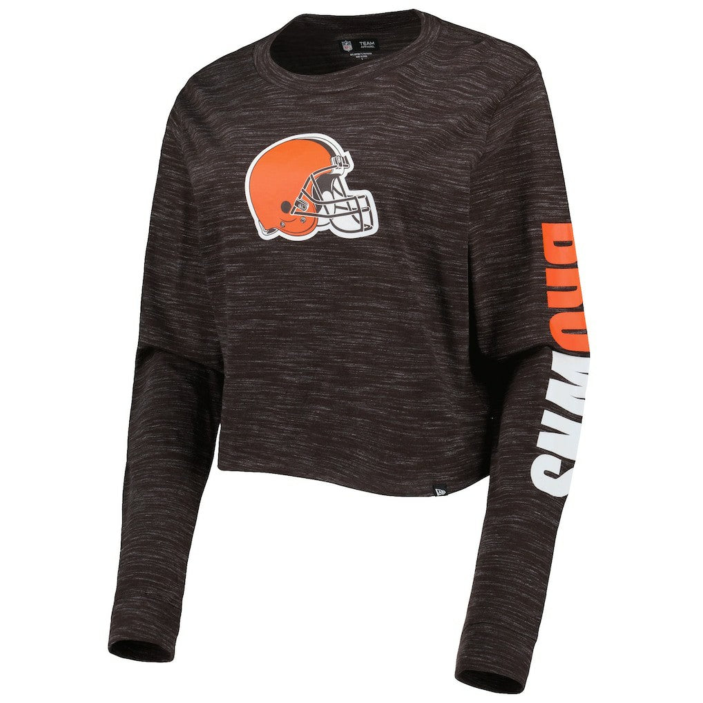 Cleveland Browns New Era Women's Crop Long Sleeve T-Shirt Brown
