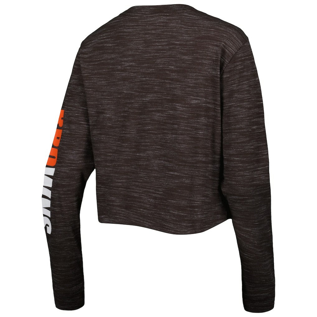 Cleveland Browns New Era Women's Crop Long Sleeve T-Shirt Brown