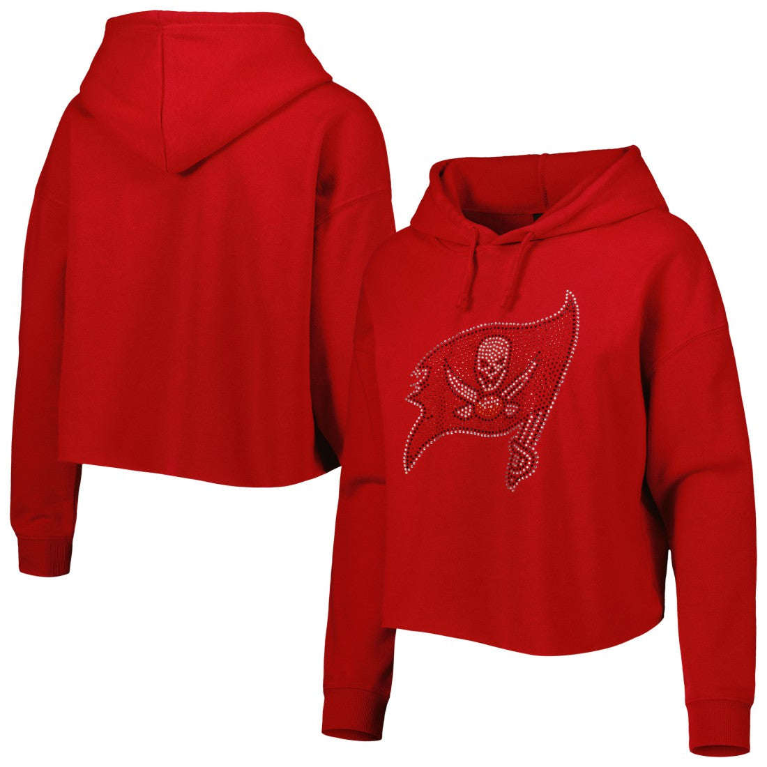 Tampa Bay Buccaneers Cuce Women's Crystal Logo Cropped Pullover Hoodie Red