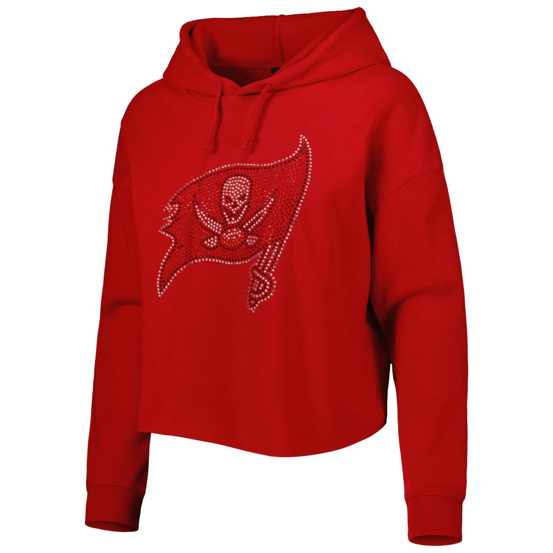 Tampa Bay Buccaneers Cuce Women's Crystal Logo Cropped Pullover Hoodie Red
