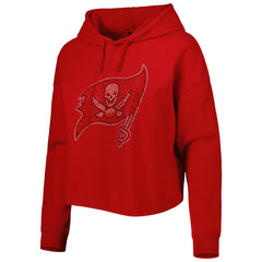 Tampa Bay Buccaneers Cuce Women's Crystal Logo Cropped Pullover Hoodie Red