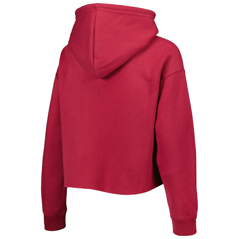 Arizona Cardinals Cuce Women's Crystal Logo Cropped Pullover Hoodie Cardinal