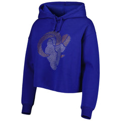 Los Angeles Rams Cuce Women's Crystal Logo Cropped Pullover Hoodie Royal
