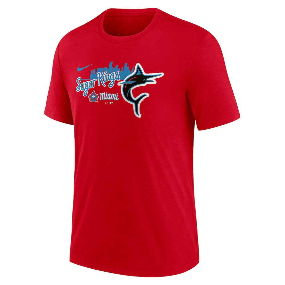 Miami Marlins Nike City Connect Tri-Blend T-Shirt - Red T-shirts