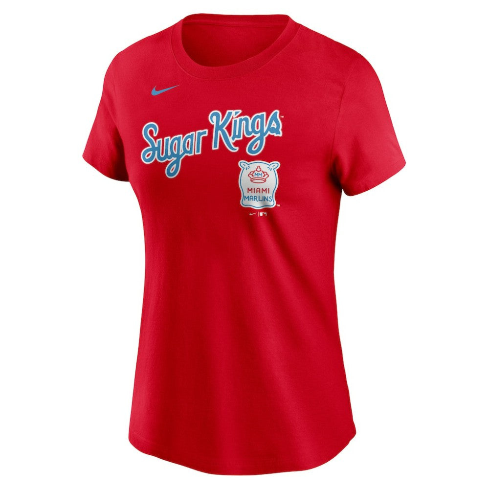 Miami Marlins Nike Women's City Connect Wordmark T-Shirt - Red T-shirts
