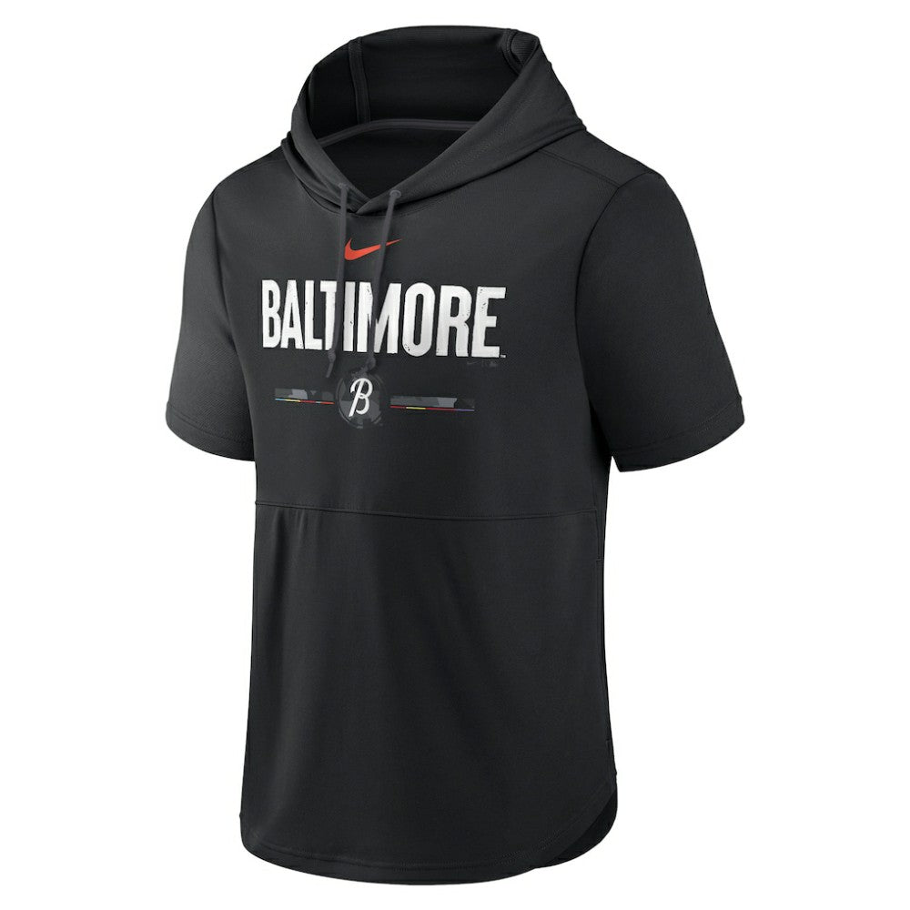 Baltimore Orioles Nike City Connect Short Sleeve Pullover Hoodie - Black Hoodies