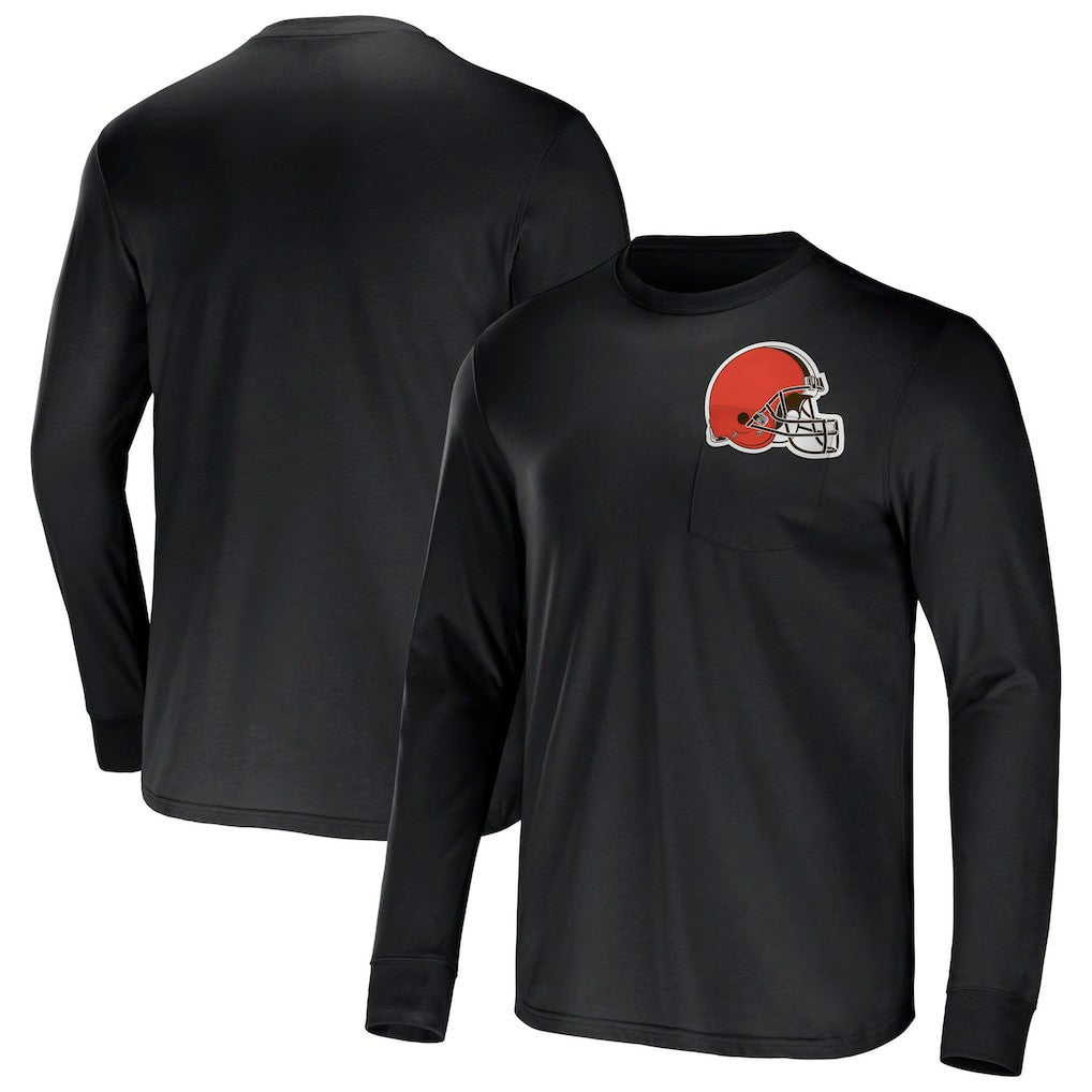 Cleveland Browns NFL x Darius Rucker Collection Team Long Sleeve Pocket T-Shirt Brown