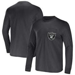 Las Vegas Raiders NFL x Darius Rucker Collection Team Long Sleeve Pocket T-Shirt Charcoal