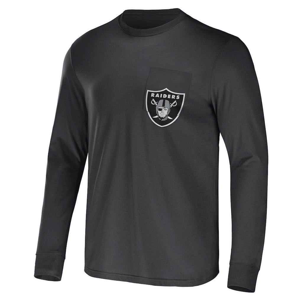 Las Vegas Raiders NFL x Darius Rucker Collection Team Long Sleeve Pocket T-Shirt Charcoal