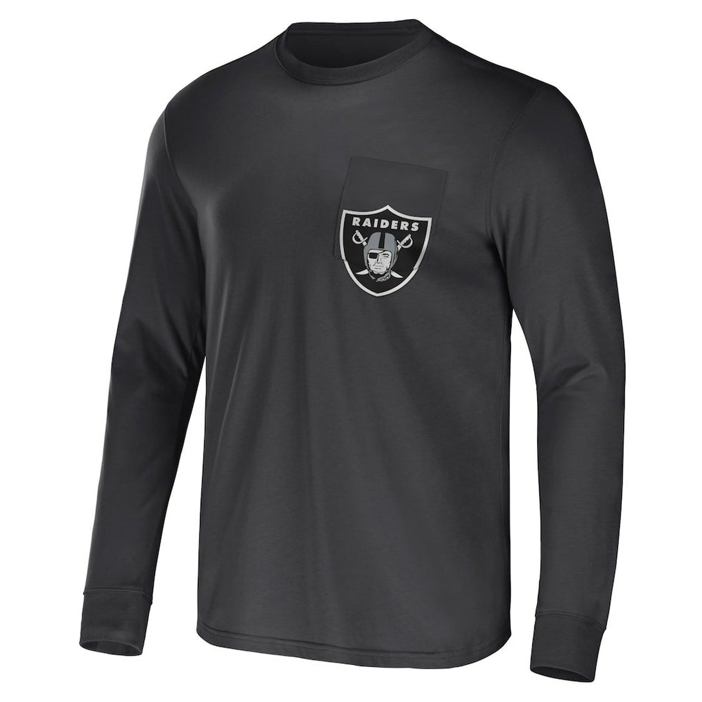 Las Vegas Raiders NFL x Darius Rucker Collection Team Long Sleeve Pocket T-Shirt Charcoal