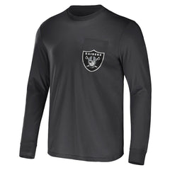 Las Vegas Raiders NFL x Darius Rucker Collection Team Long Sleeve Pocket T-Shirt Charcoal