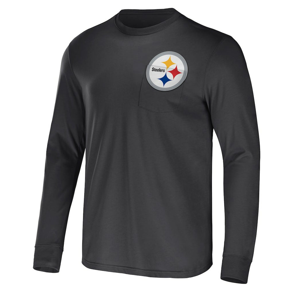 Pittsburgh Steelers NFL x Darius Rucker Collection Team Long Sleeve Pocket T-Shirt Black
