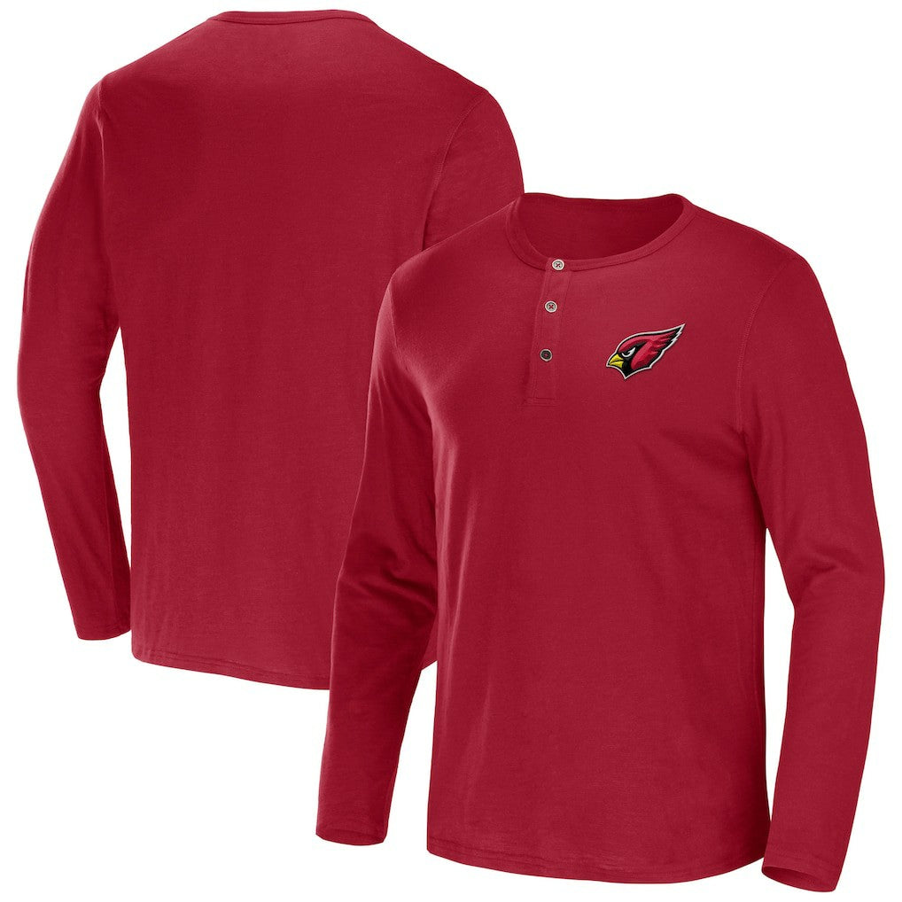 Arizona Cardinals NFL x Darius Rucker Collection Slub Jersey Henley Long Sleeve T-Shirt Cardinal