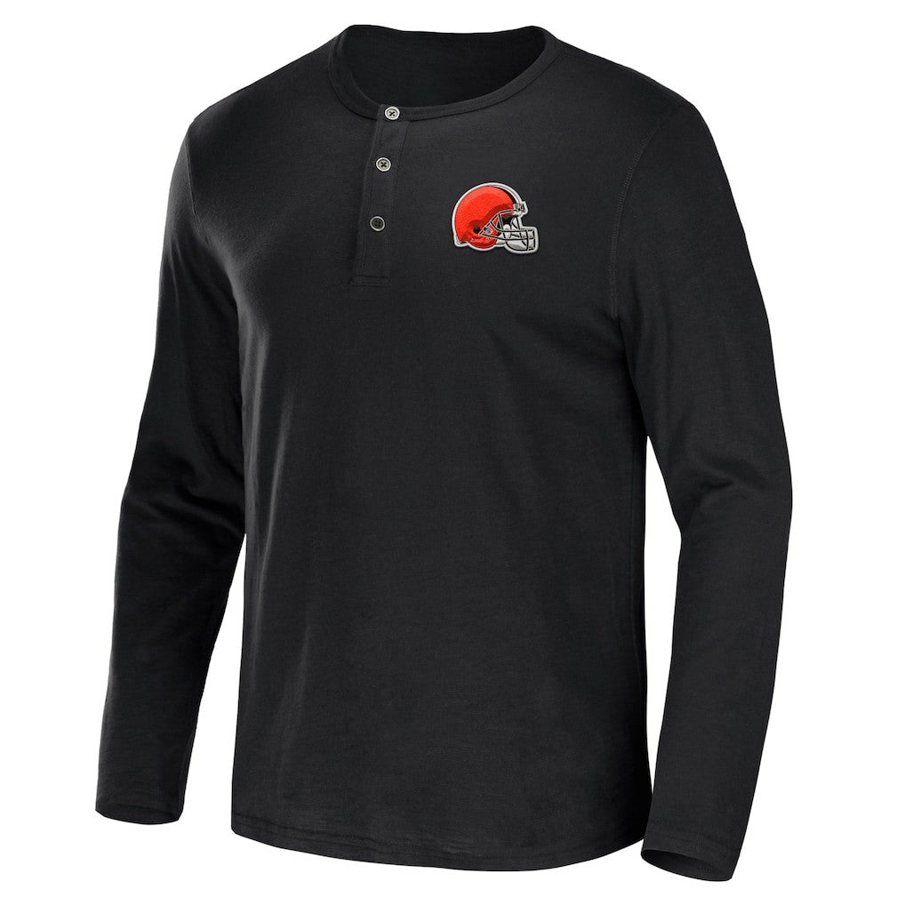 Cleveland Browns NFL x Darius Rucker Collection Slub Jersey Henley Long Sleeve T-Shirt Black