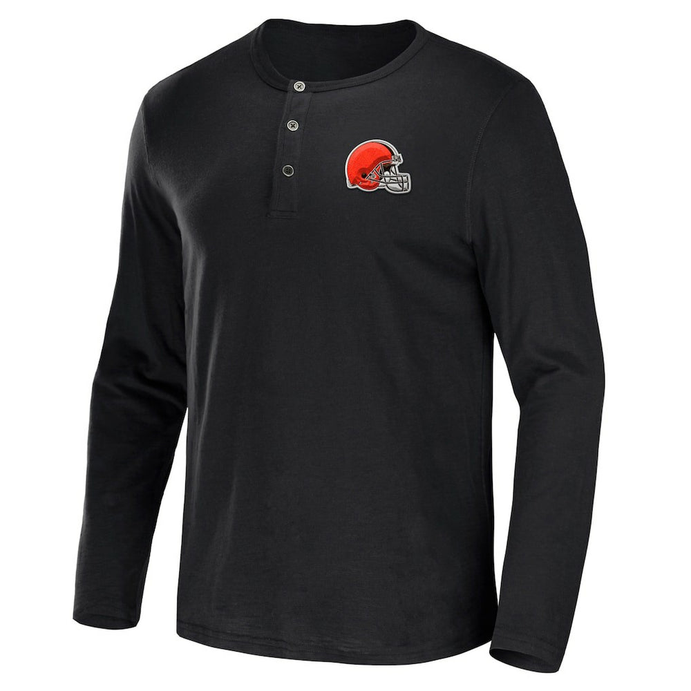Cleveland Browns NFL x Darius Rucker Collection Slub Jersey Henley Long Sleeve T-Shirt Black