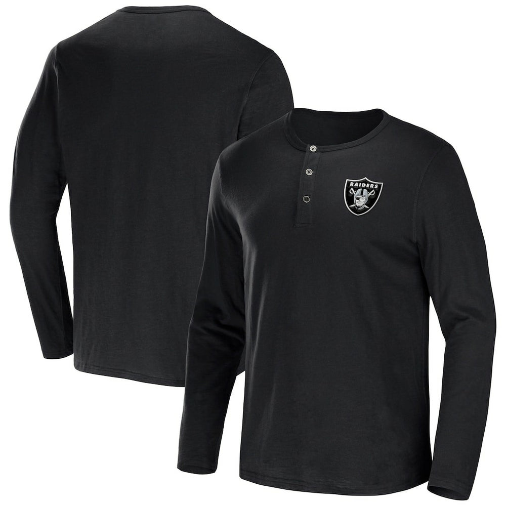Las Vegas Raiders NFL x Darius Rucker Collection Slub Jersey Henley Long Sleeve T-Shirt Black