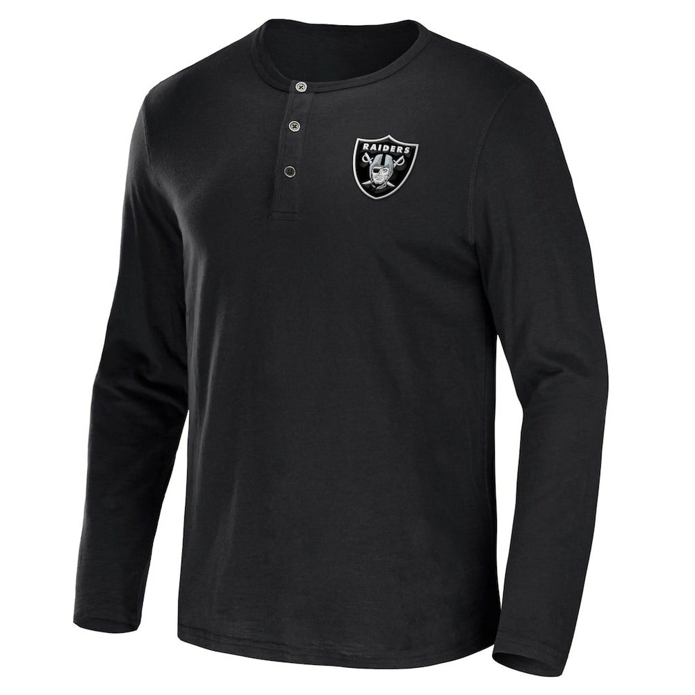 Las Vegas Raiders NFL x Darius Rucker Collection Slub Jersey Henley Long Sleeve T-Shirt Black