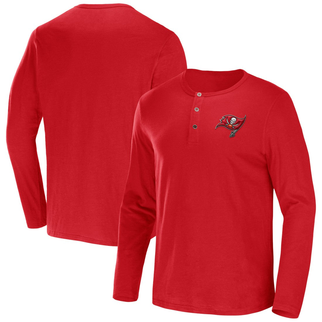 Tampa Bay Buccaneers NFL x Darius Rucker Collection Slub Jersey Henley Long Sleeve T-Shirt Red