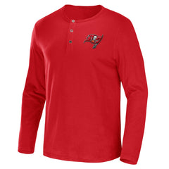 Tampa Bay Buccaneers NFL x Darius Rucker Collection Slub Jersey Henley Long Sleeve T-Shirt Red