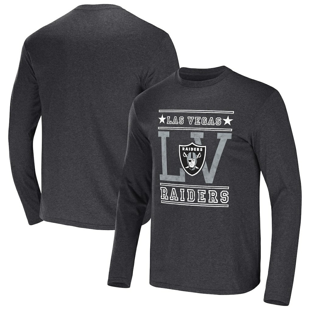 Las Vegas Raiders NFL x Darius Rucker Collection Long Sleeve T-Shirt Heathered Charcoal