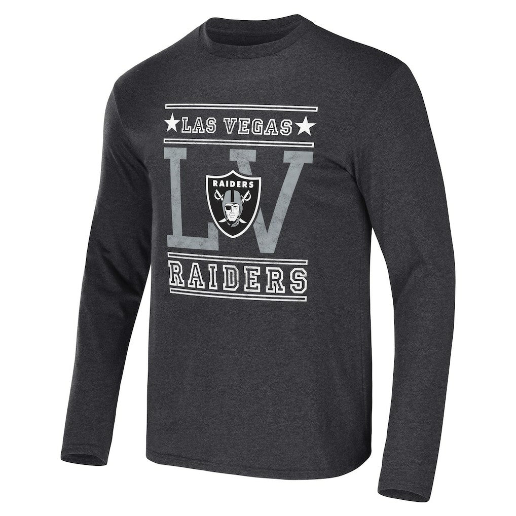 Las Vegas Raiders NFL x Darius Rucker Collection Long Sleeve T-Shirt Heathered Charcoal