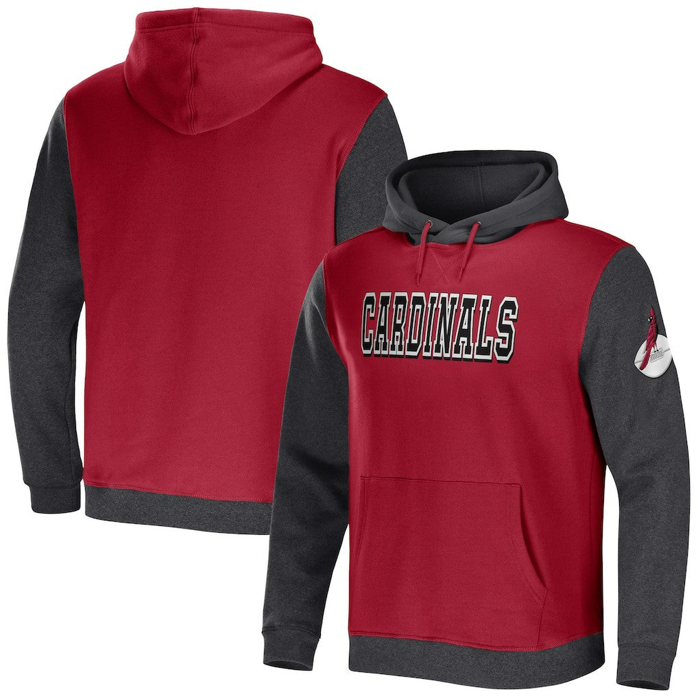 Arizona Cardinals NFL x Darius Rucker Collection Colorblock Pullover Hoodie Cardinal/Charcoal