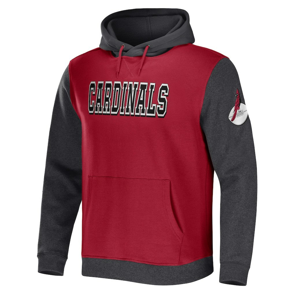 Arizona Cardinals NFL x Darius Rucker Collection Colorblock Pullover Hoodie Cardinal/Charcoal