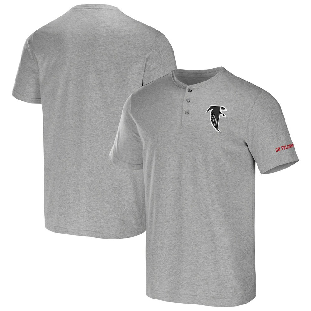 Atlanta Falcons NFL x Darius Rucker Collection Henley T-Shirt Heather Gray
