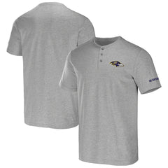 Baltimore Ravens NFL x Darius Rucker Collection Henley T-Shirt Heather Gray