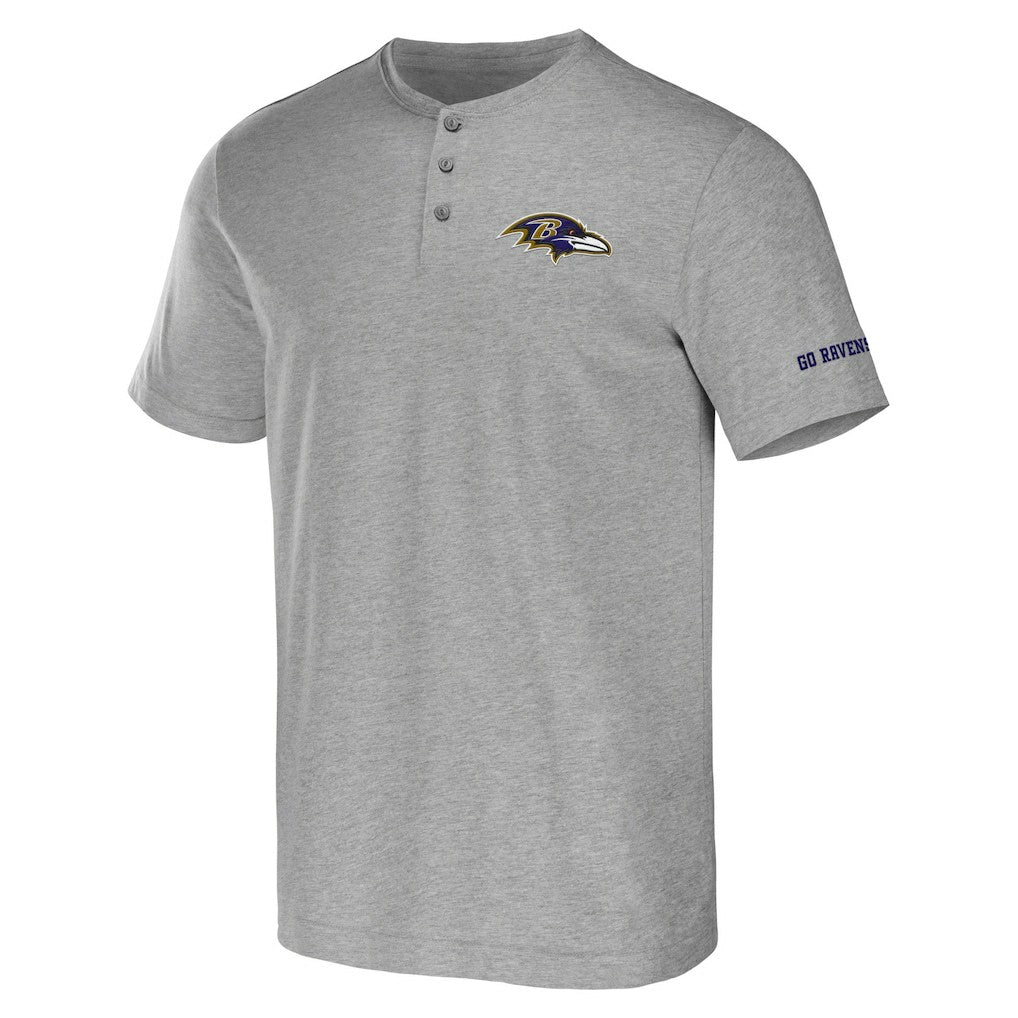 Baltimore Ravens NFL x Darius Rucker Collection Henley T-Shirt Heather Gray