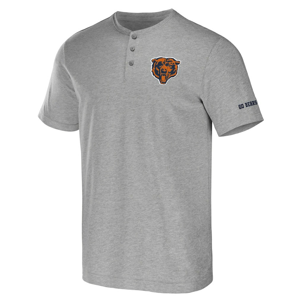 Chicago Bears NFL x Darius Rucker Collection Henley T-Shirt Heather Gray