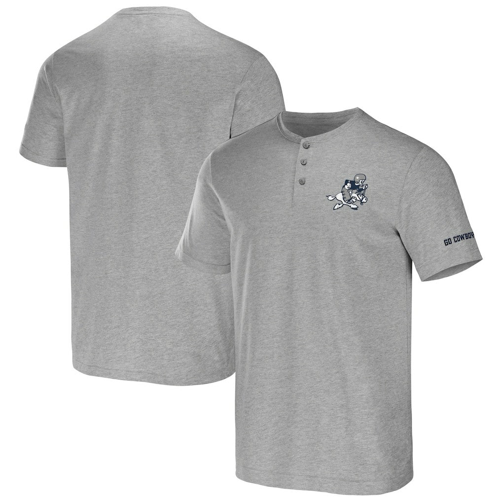 Dallas Cowboys NFL x Darius Rucker Collection Henley T-Shirt Heather Gray