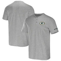 Green Bay Packers NFL x Darius Rucker Collection Henley T-Shirt Heather Gray