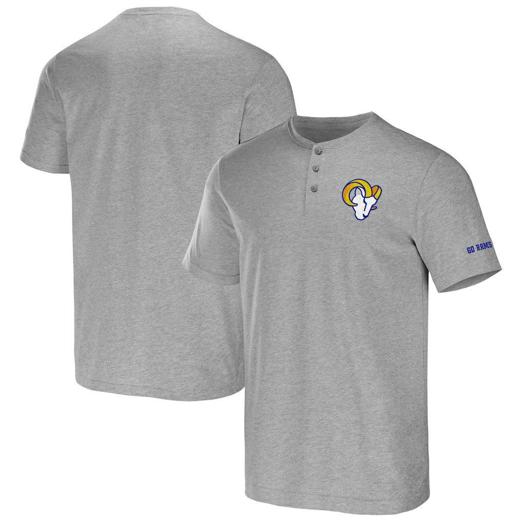 Los Angeles Rams NFL x Darius Rucker Collection Henley T-Shirt Heather Gray