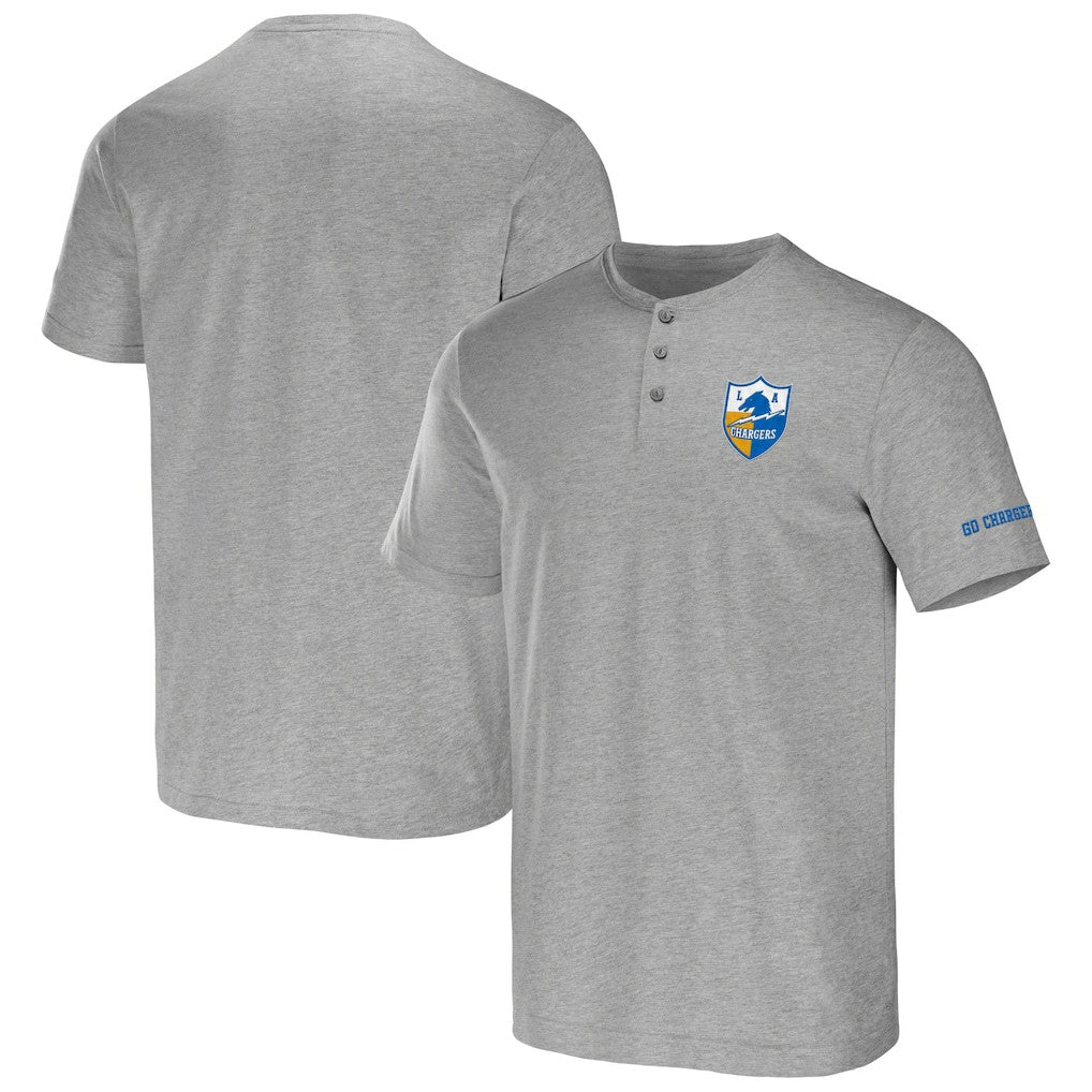 Los Angeles Chargers NFL x Darius Rucker Collection Henley T-Shirt Heather Gray
