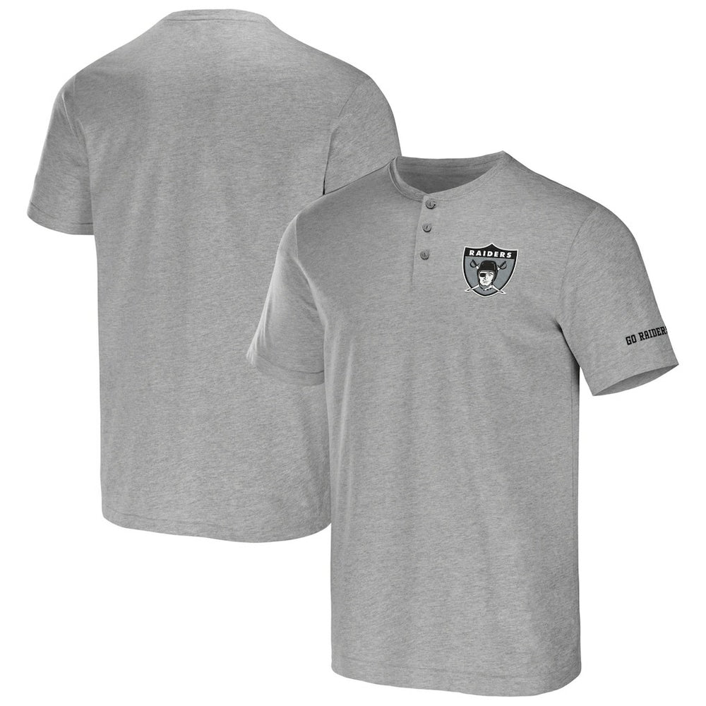 Las Vegas Raiders NFL x Darius Rucker Collection Henley T-Shirt Heather Gray