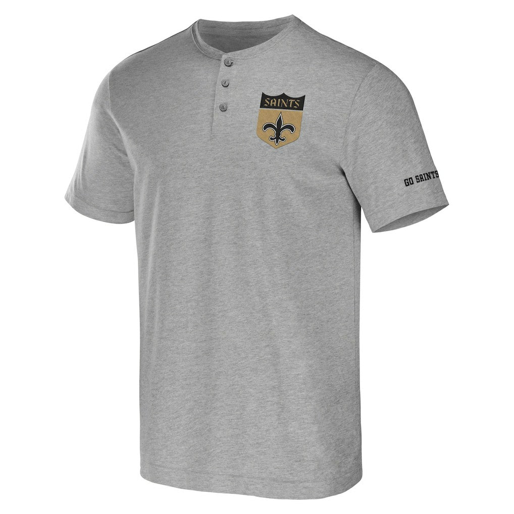 New Orleans Saints NFL x Darius Rucker Collection Henley T-Shirt Heather Gray