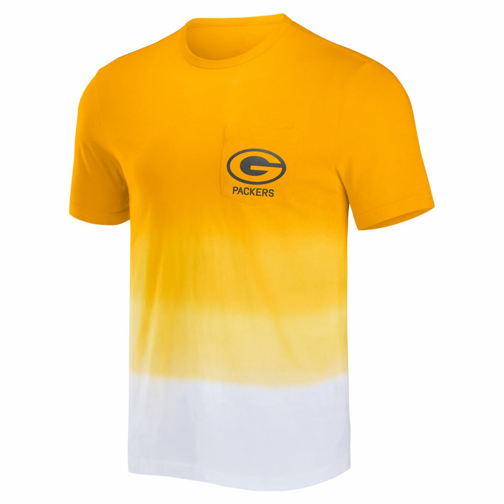 Green Bay Packers NFL x Darius Rucker Collection Dip Dye Pocket T-Shirt Gold/White