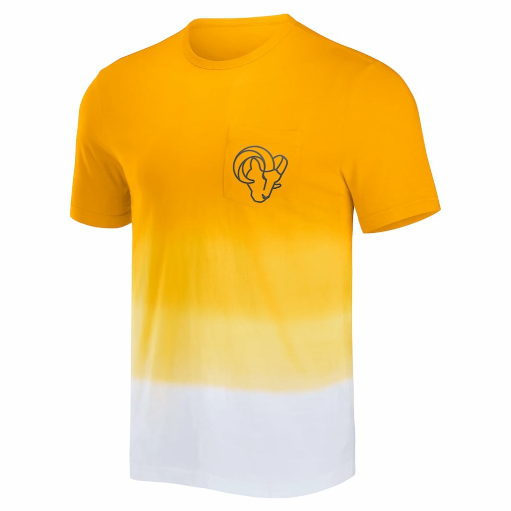 Los Angeles Rams NFL x Darius Rucker Collection Dip Dye Pocket T-Shirt Gold/White