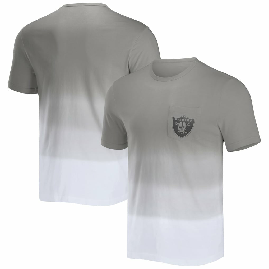 Las Vegas Raiders NFL x Darius Rucker Collection Dip Dye Pocket T-Shirt Silver/White