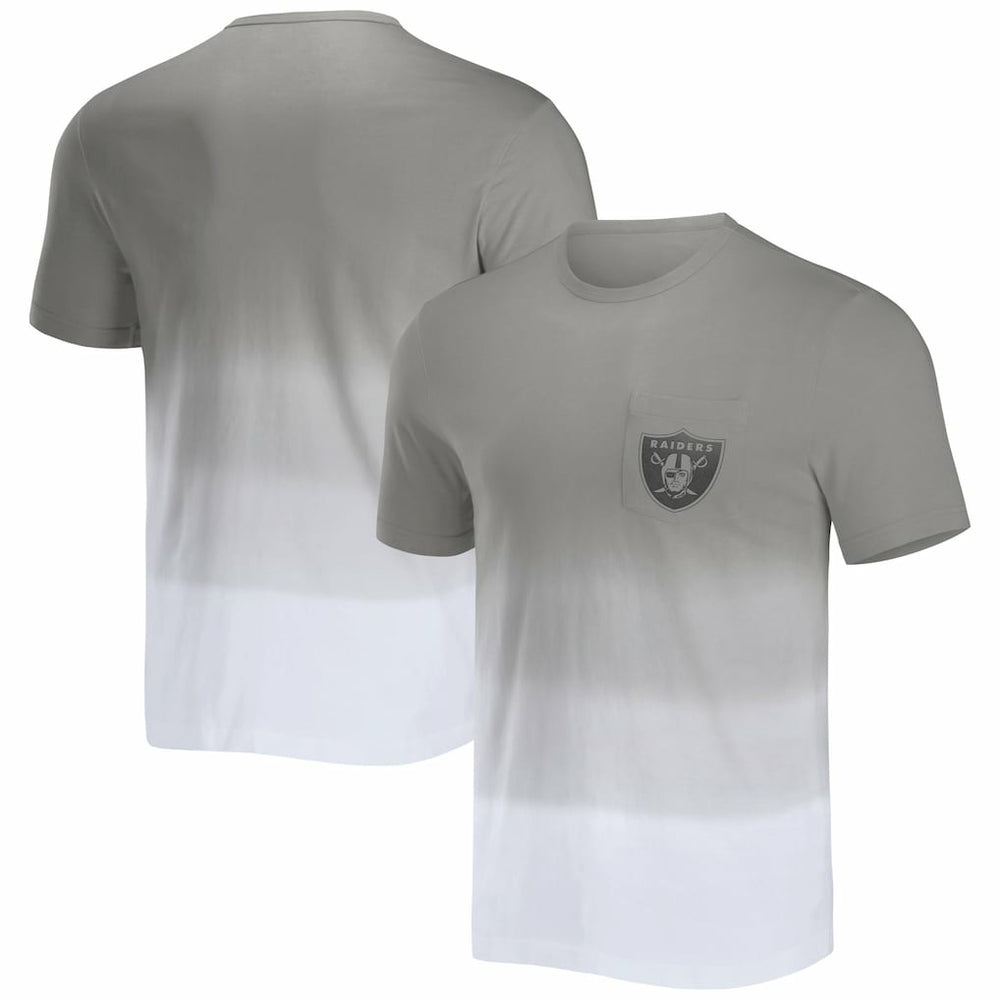 Las Vegas Raiders NFL x Darius Rucker Collection Dip Dye Pocket T-Shirt Silver/White