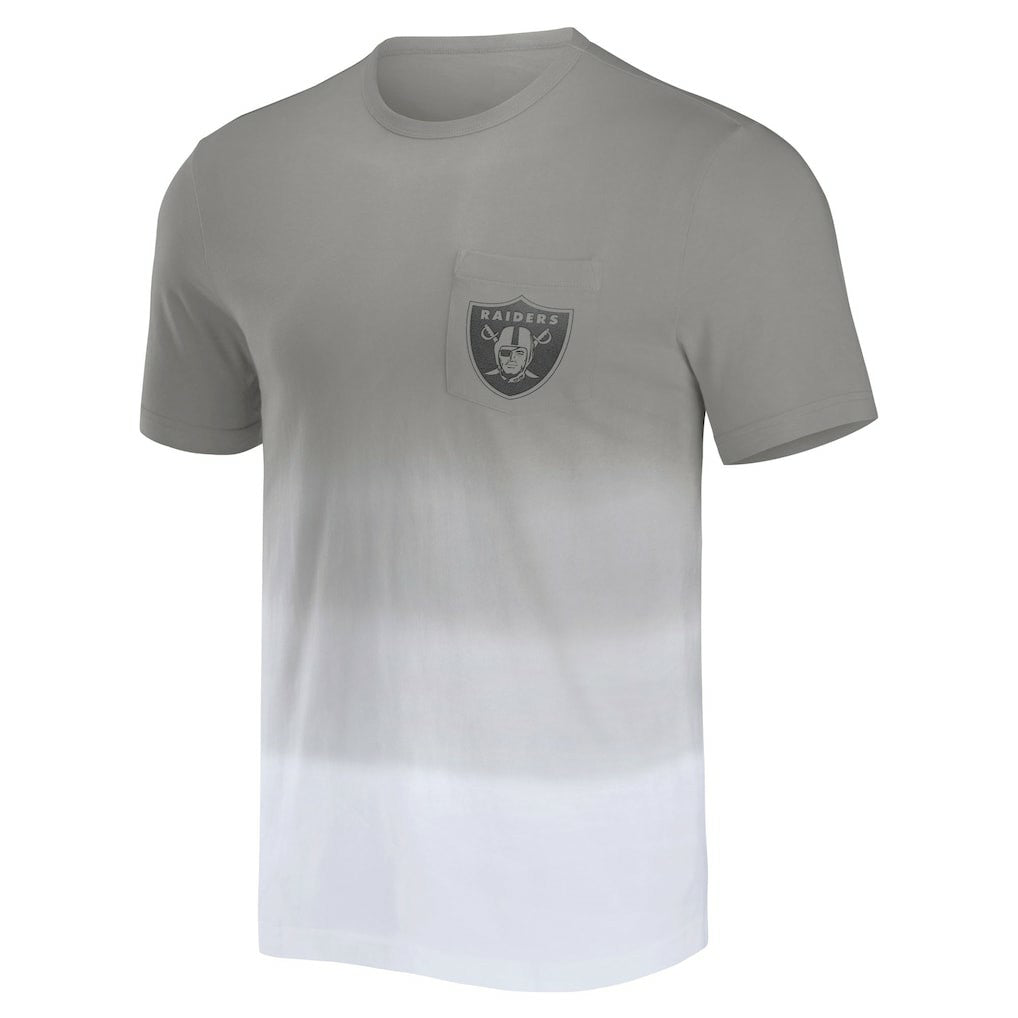 Las Vegas Raiders NFL x Darius Rucker Collection Dip Dye Pocket T-Shirt Silver/White