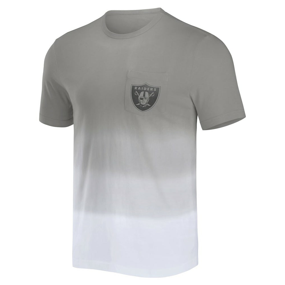 Las Vegas Raiders NFL x Darius Rucker Collection Dip Dye Pocket T-Shirt Silver/White