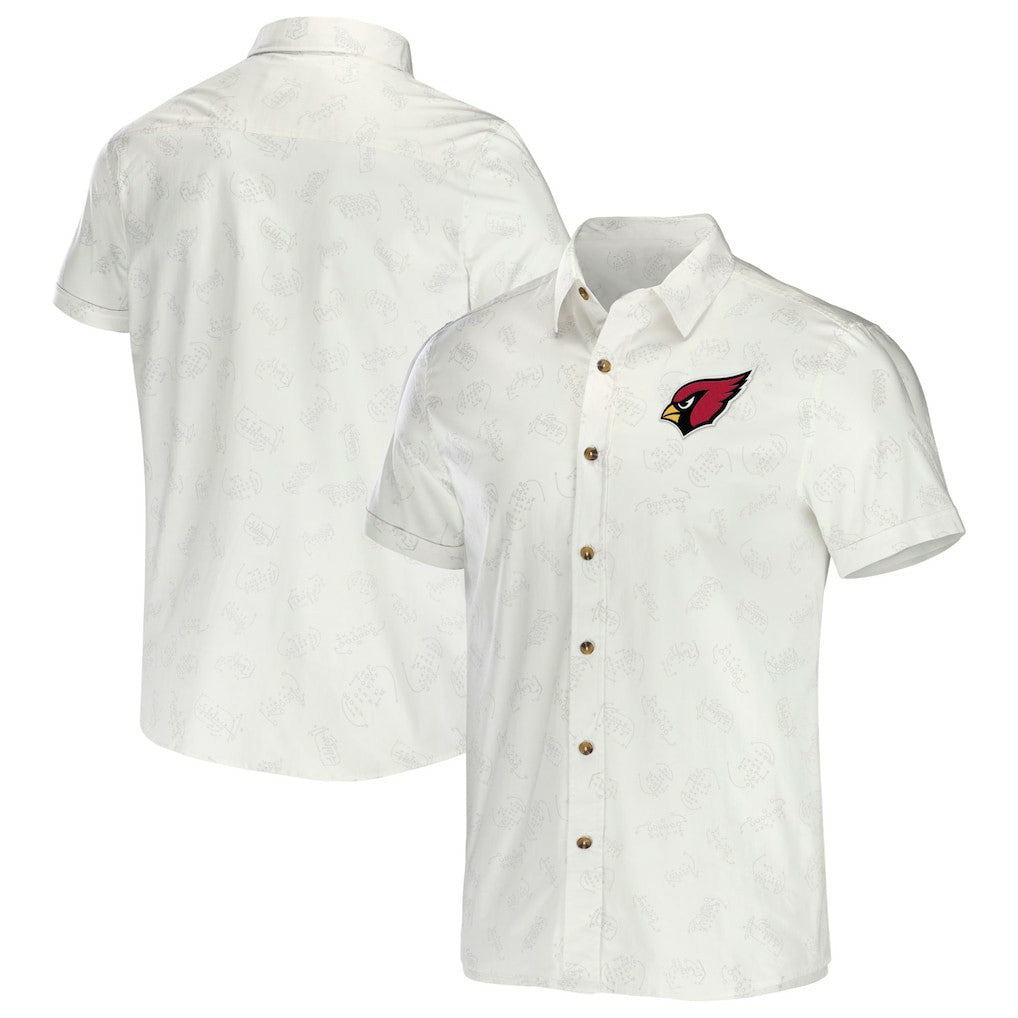 Arizona Cardinals NFL x Darius Rucker Collection Woven Button-Up T-Shirt White