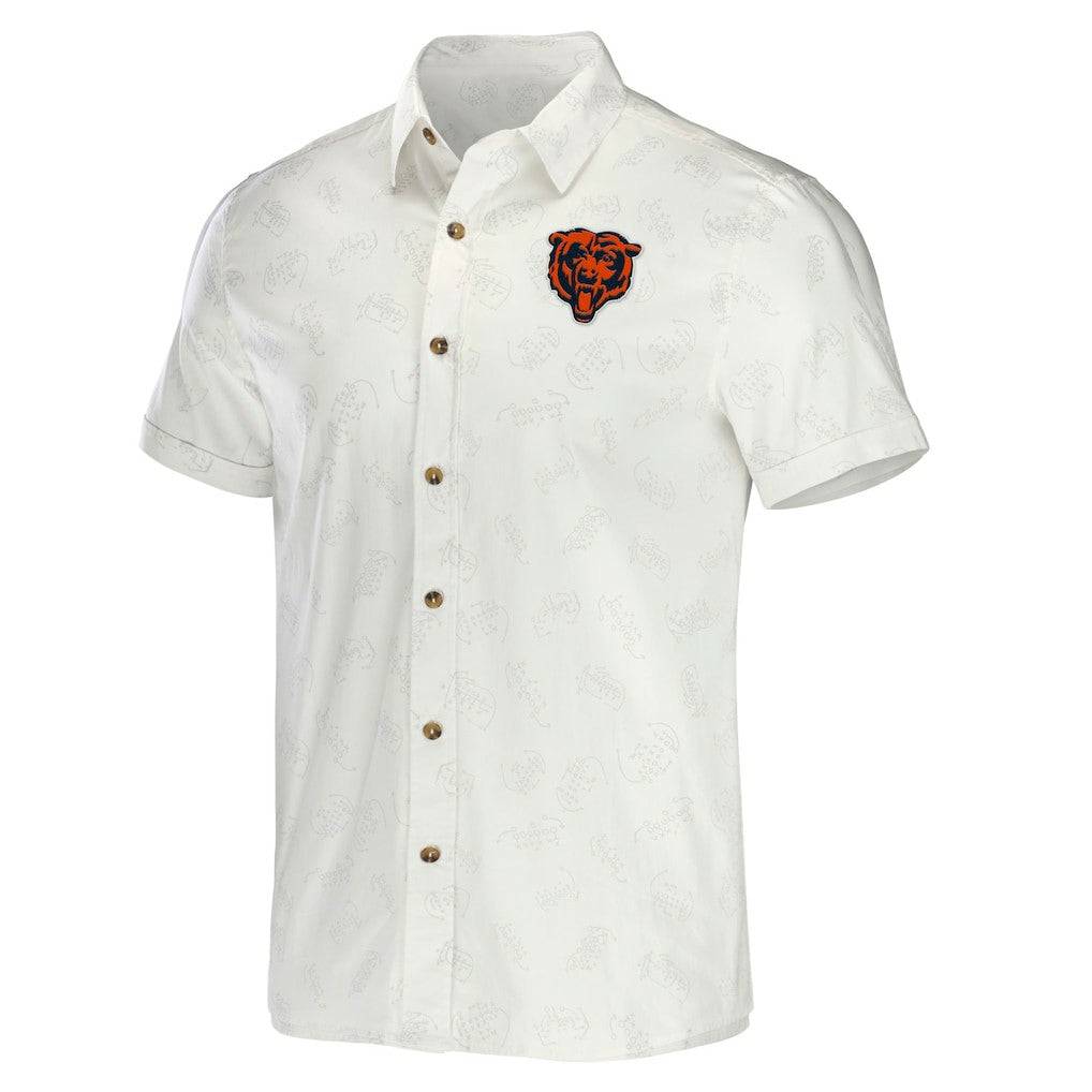 Chicago Bears NFL x Darius Rucker Collection Woven Button-Up T-Shirt White