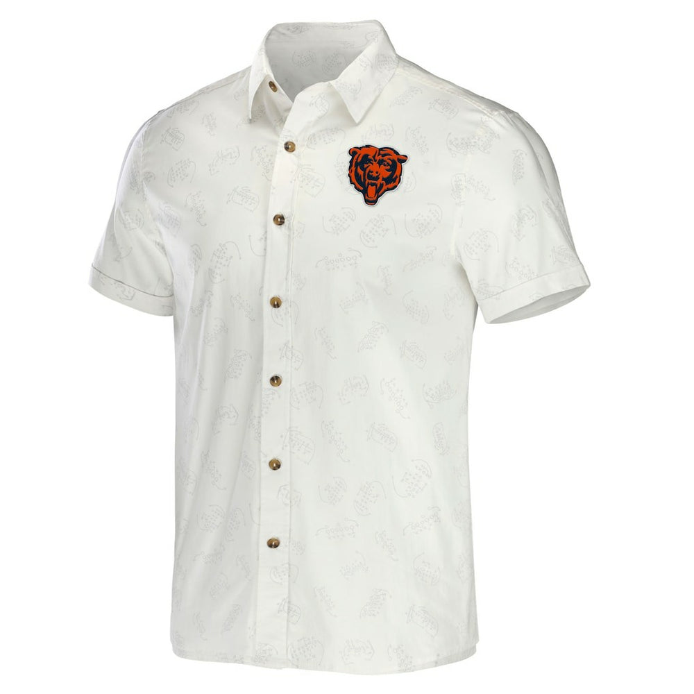 Chicago Bears NFL x Darius Rucker Collection Woven Button-Up T-Shirt White