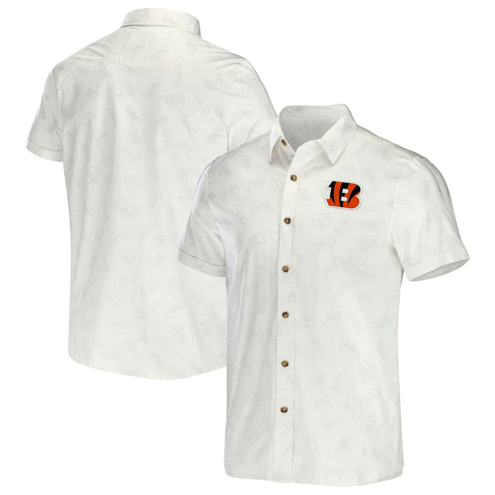 Cincinnati Bengals NFL x Darius Rucker Collection Woven Button-Up T-Shirt White