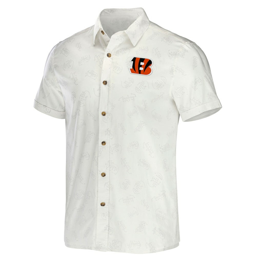 Cincinnati Bengals NFL x Darius Rucker Collection Woven Button-Up T-Shirt White